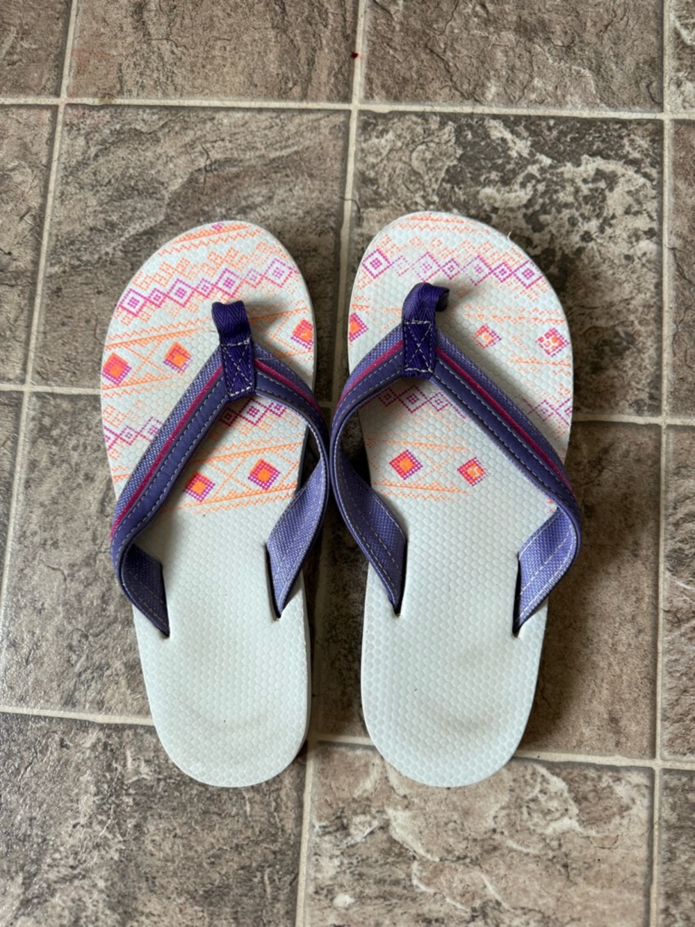 Source Unknown Purple and White Patterned Women's Sandals